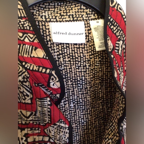 Alfred Dunner red tan black no button blazer jacket size 14 - Picture 3 of 7